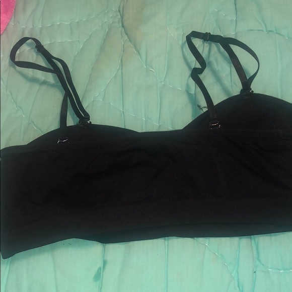 Black wireless padded size L/XL bandeau has straps - Picture 3 of 8